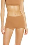 Skims Stretch Cotton Boyshorts In Camel