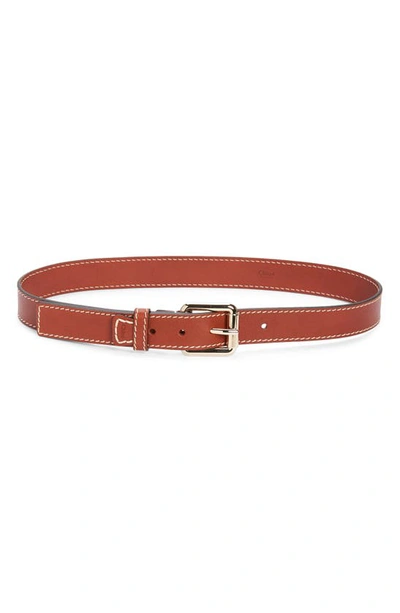 Chloé Edith Leather Belt In Brown