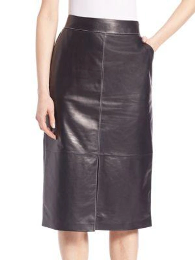 Lafayette 148 Adelina Leather Skirt In Black