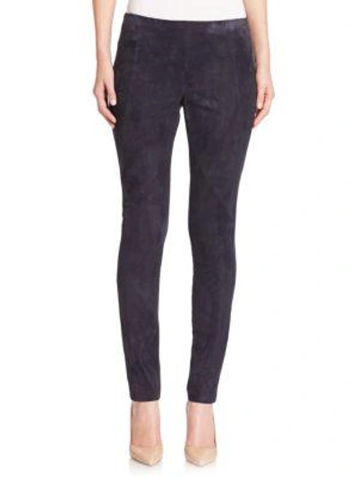 Lafayette 148 Punto Milano Suede-front Riding Leggings In Ink