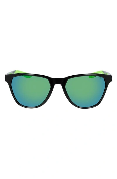 Nike Maverick Rise 56mm Tea Cup Sunglasses In Black,green