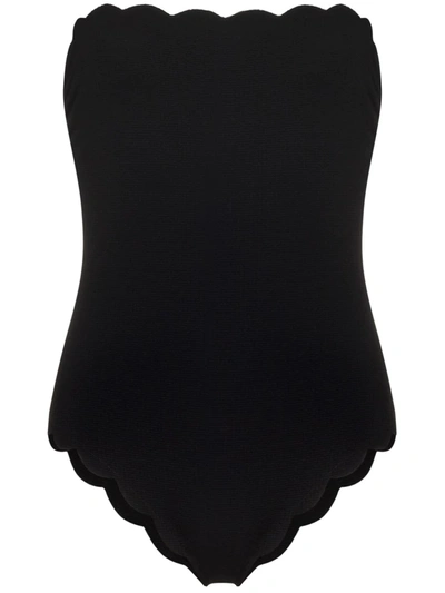 Marysia Chesapeak Scalloped Strapless Swimsuit In Black Indigo