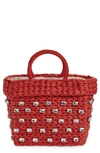 Btb Los Angeles Skylar Small Woven Tote In Red