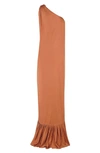 Diarrablu Diago One-shoulder Dress In Solid Rust