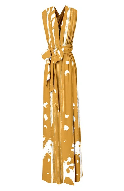 Diarrablu Mailys Suto Print Convertible Dress In Suto Gold