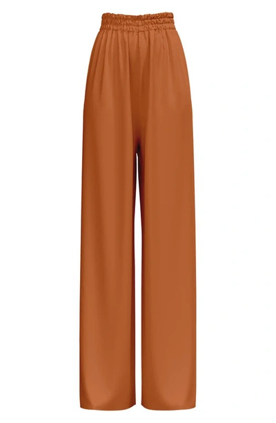 Diarrablu Leer Palazzo Pants In Rust