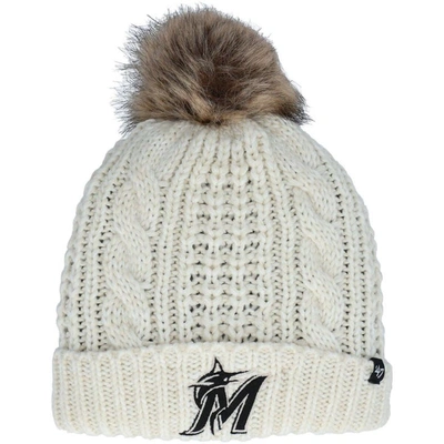 47 Brand '47 Cream Miami Marlins Meeko Cuffed Knit Hat With Pom