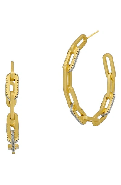 Freida Rothman Coastal Chain Link Hoop Earrings In Silver/ Gold