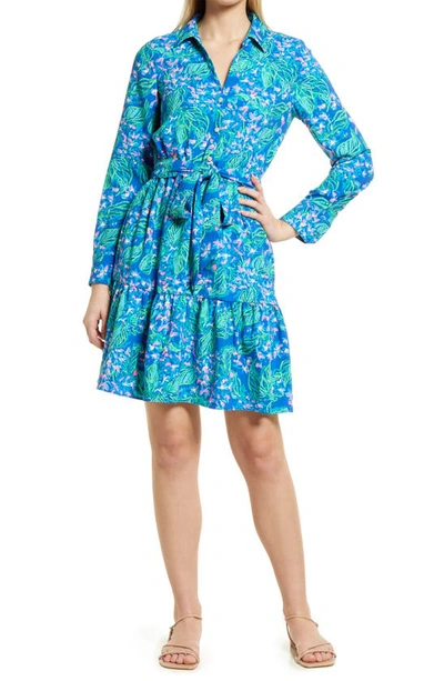 Lilly Pulitzerr Eileene Long Sleeve Fit & Flare Shirtdress In Eclipse Blue Serenade In Shade