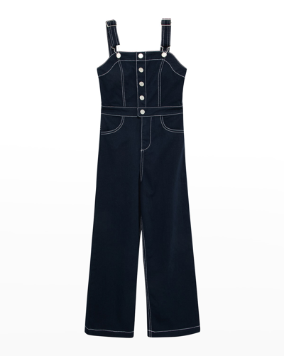 Habitual Girls' Henley Wide Leg Jumpsuit - Big Kid In Navy