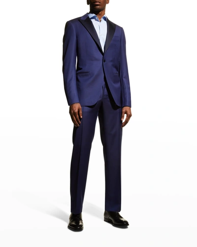Canali Men's Peak Lapel Two-piece Tuxedo Suit In Blue