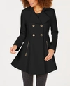 Laundry By Shelli Segal Fit-and-flare Double-breasted Coat In Black