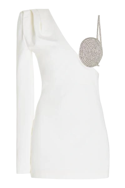 Nué Women's Exclusive Spiral Rhinestone-detailed One-shoulder Jersey Mini Dress In White