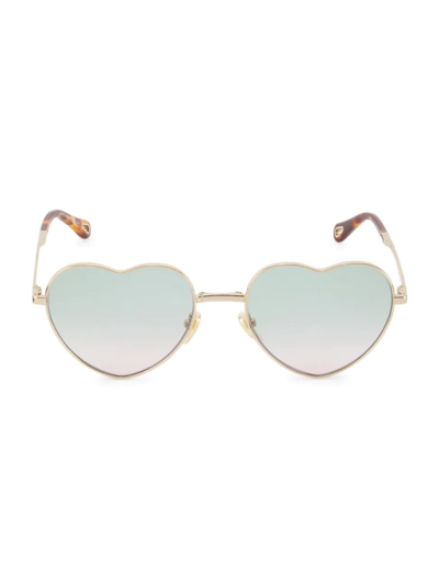Chloé 59mm Gradient Heart Shape Sunglasses In Green