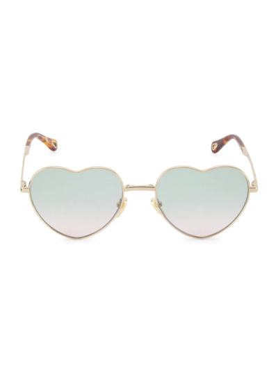 Chloé 59mm Gradient Heart Shape Sunglasses In Gold