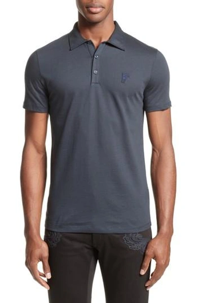 Versace Trim Fit Polo In Blue