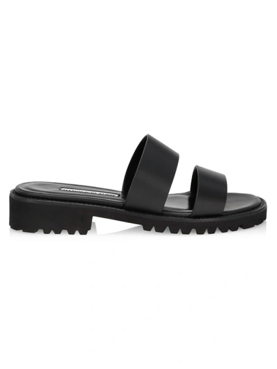 Manolo Blahnik Gadmu Calfskin Flat Sandals In Blck0015