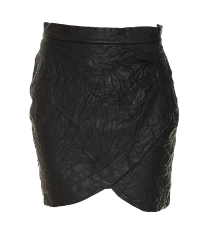Zadig & Voltaire Julipe Crinkled Leather Mini-skirt In Noir