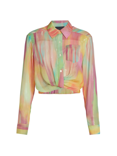Le Superbe Sunset Tower Tuck Cropped Button-down Shirt In