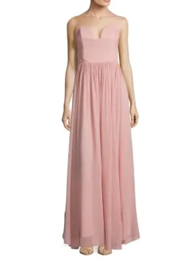 Nicole Miller Pointed Strapless Gown In Blush
