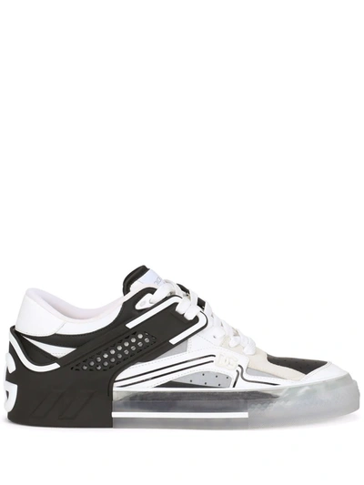 Dolce & Gabbana Transparent Cut-out Sneakers In Black