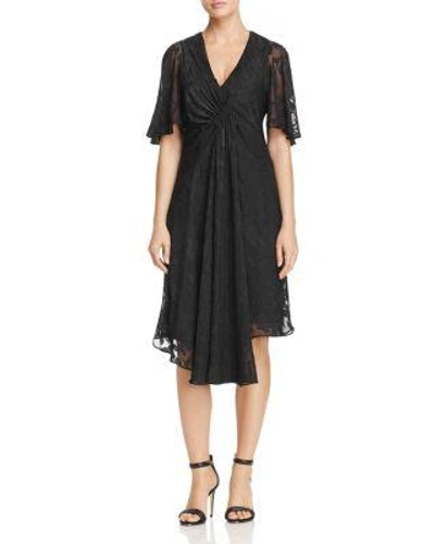 Nanette Lepore Nanette  Flutter Sleeve Clip Jacquard Dress In Very Black