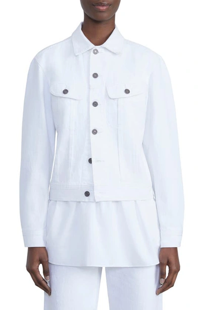 Lafayette 148 Laight Cropped Denim Jacket In White