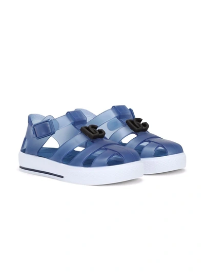 Dolce & Gabbana Kids' Blue Dg Logo Jelly Sandals