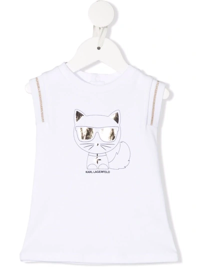 Karl Lagerfeld White Dress For Baby Girl With Choupette