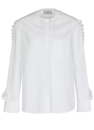Coperni Iconic Ruffle Cotton Popline Shirt In White