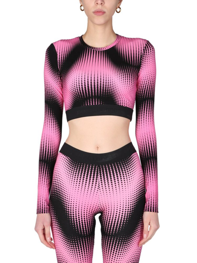 Paco Rabanne Patterned Cropped T-shirt In Pink