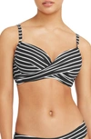 Sea Level Stripe Cross Front D- & Dd-cup Molded Bikini Top In Black