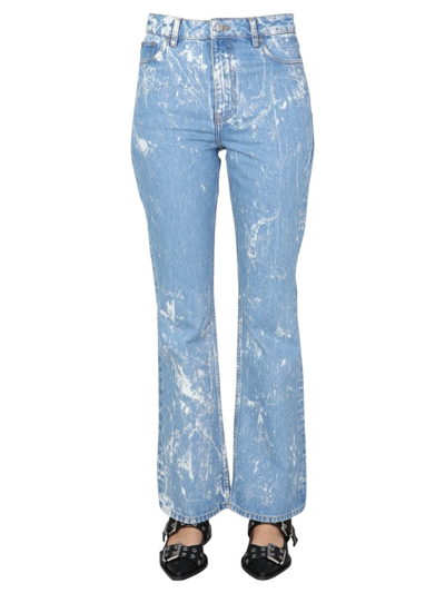 Ganni Bleach-effect Jeans In Blue