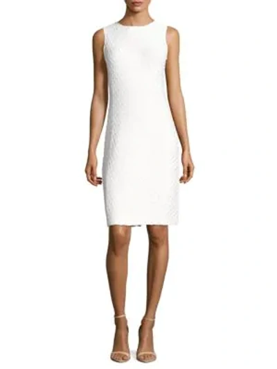 St John Sleeveless Textured Wool-blend Dress In Bright White