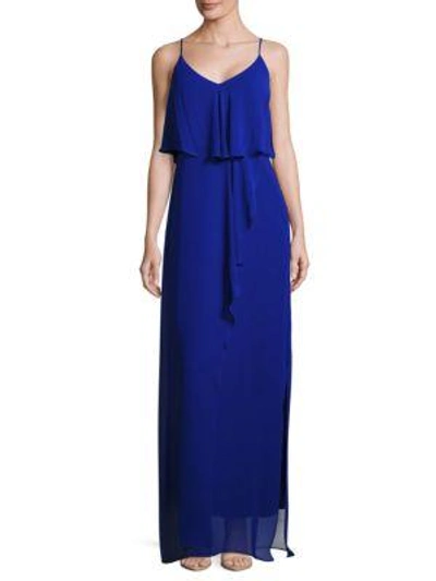Laundry By Shelli Segal Popover Chiffon Gown In Blue Beret