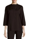 Lafayette 148 Solid Asymmetric Blouse In Black