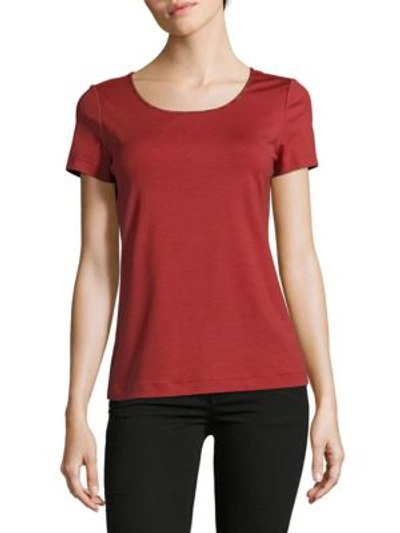 Lafayette 148 Solid Scoopneck Cotton-blend Tee In Red Rock