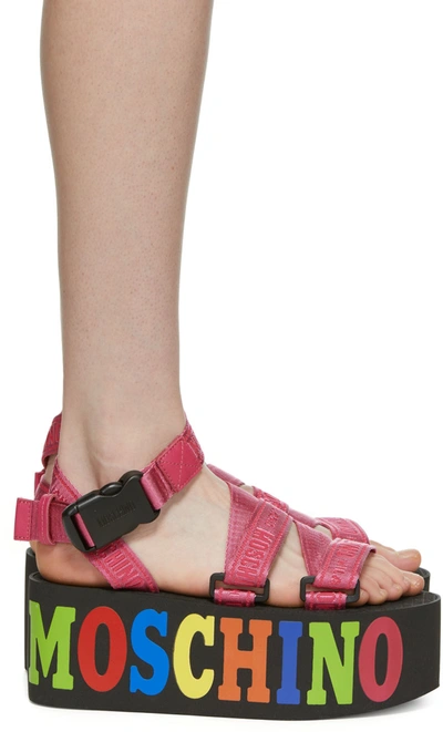 Moschino women's logo sporty platform sandals outlet