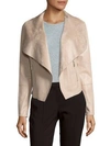 Bagatelle Open Front Faux Leather Jacket In Toasted Almond