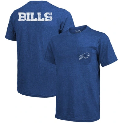 Majestic Buffalo Bills  Threads Tri-blend Pocket T-shirt In Royal