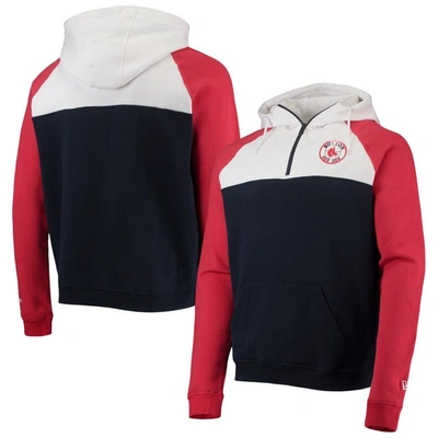 New Era Navy/white Boston Red Sox Cooperstown Collection Quarter-zip Hoodie Jacket In Navy,white