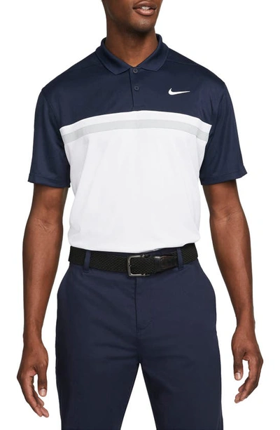 Nike Dri-fit Victory Golf Polo In Obsidian/ White/ Grey/ White