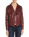Bagatelle Draped Faux Leather Jacket In Burgundy