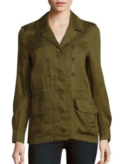 French Connection Solid Utility Twill Jacket In Dark Olive