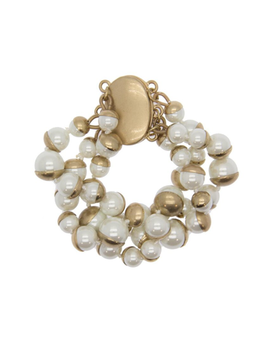 Saachi Women's Half Moon Faux-pearl Bracelet In White