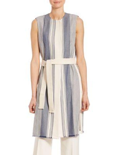 Lafayette 148 Calico Awning-stripe Fergie Vest In Raffia Multicolor