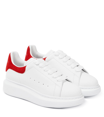 Alexander Mcqueen Kids' Oversized皮革运动鞋 In White