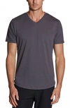 Cuts Clothing Trim Fit V-neck Cotton Blend T-shirt In Cast Iron