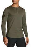 Cuts Clothing Trim Fit Long Sleeve Henley In Pine