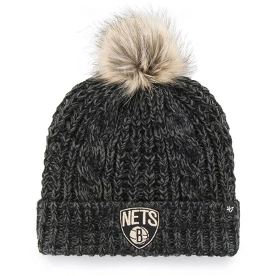 47 Brand '47 Black Brooklyn Nets Meeko Cuffed Knit Hat With Pom